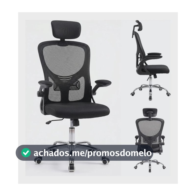 Cadeira Ergonômica Escritório Mesh Giratória Reclinável Eagl Preto Mesh
