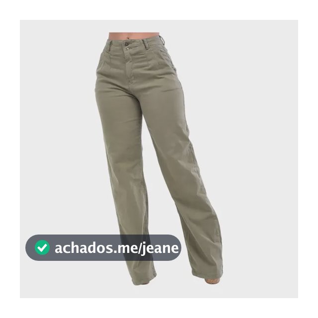 Calça Jeans Pantalona Wide Leg Verde E Caqui Marrom Feminina