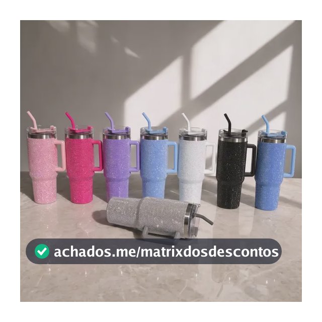 Copo Térmico Inox 1,2l Com Alça, Tampa E Canudo Metal Strass