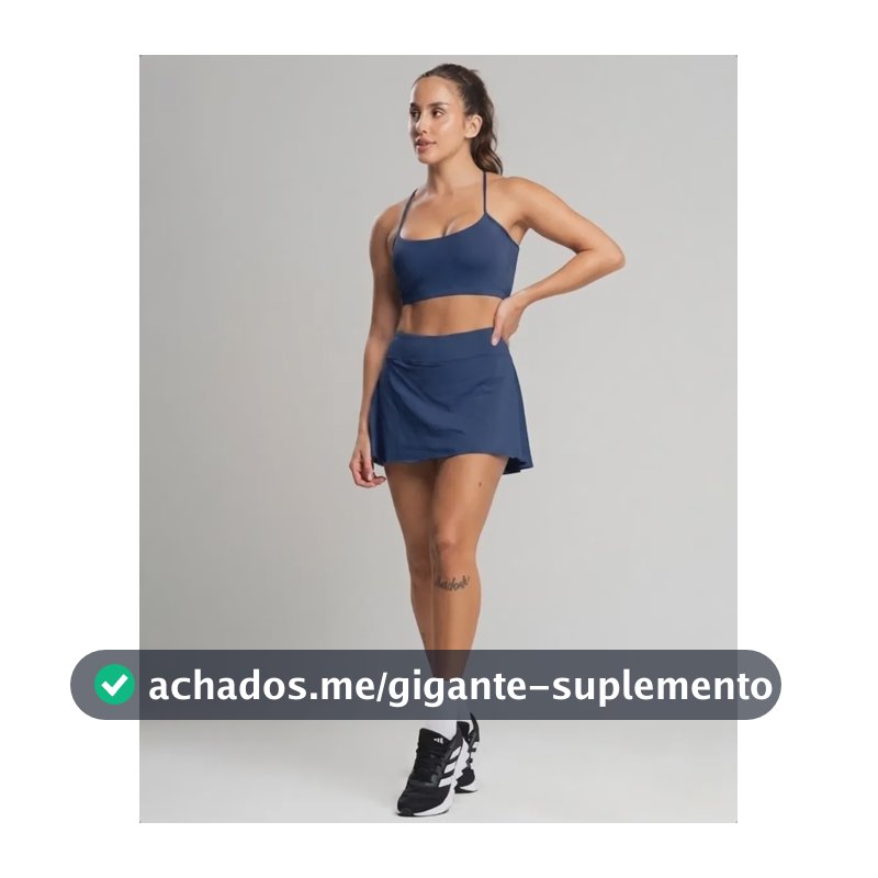 Conjunto Feminino Beach Tennis Short Saia Top Fitness Treino Azul M