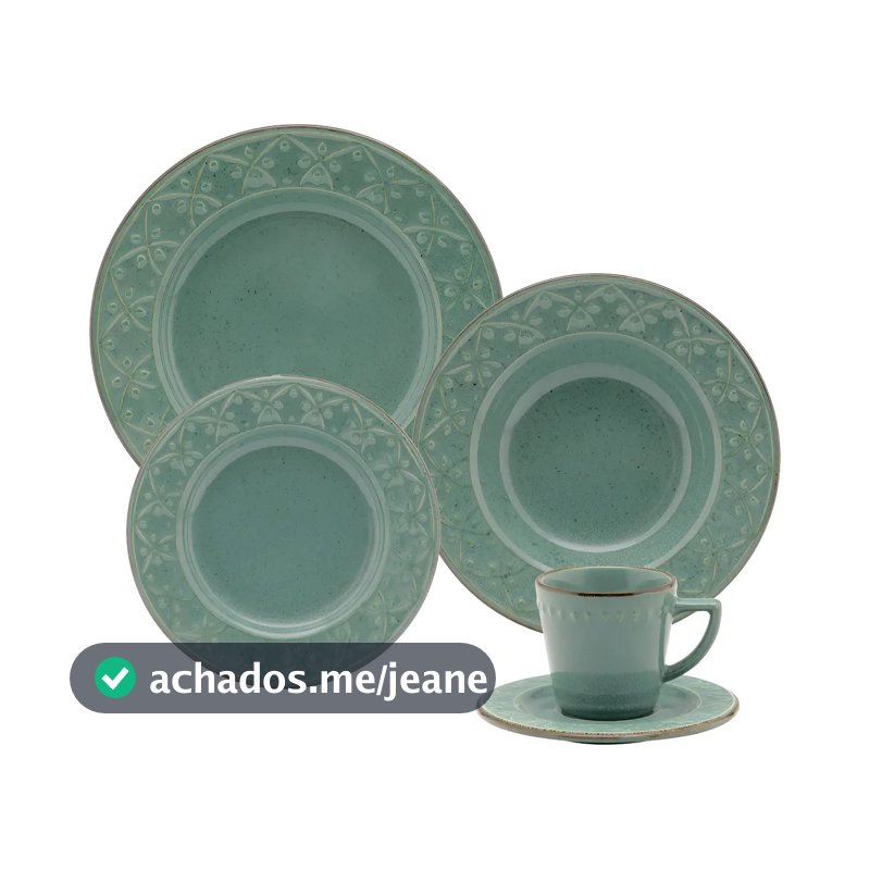 Aparelho De Jantar E Chá 20 Peças Oxford Mendi Malaquita Verde