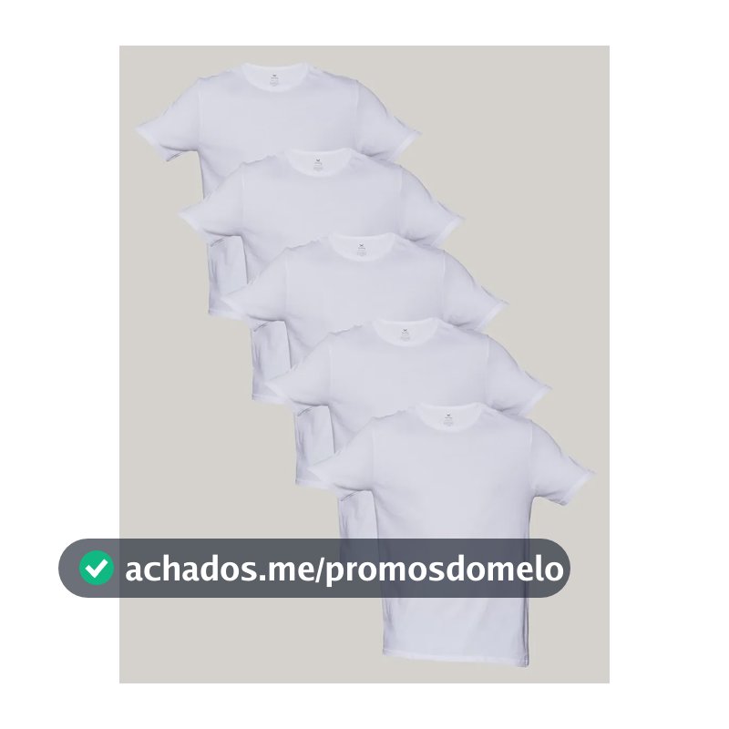 Kit 5 Camisetas Básicas Masculinas Algodão Branca Hering  Branco M Liso