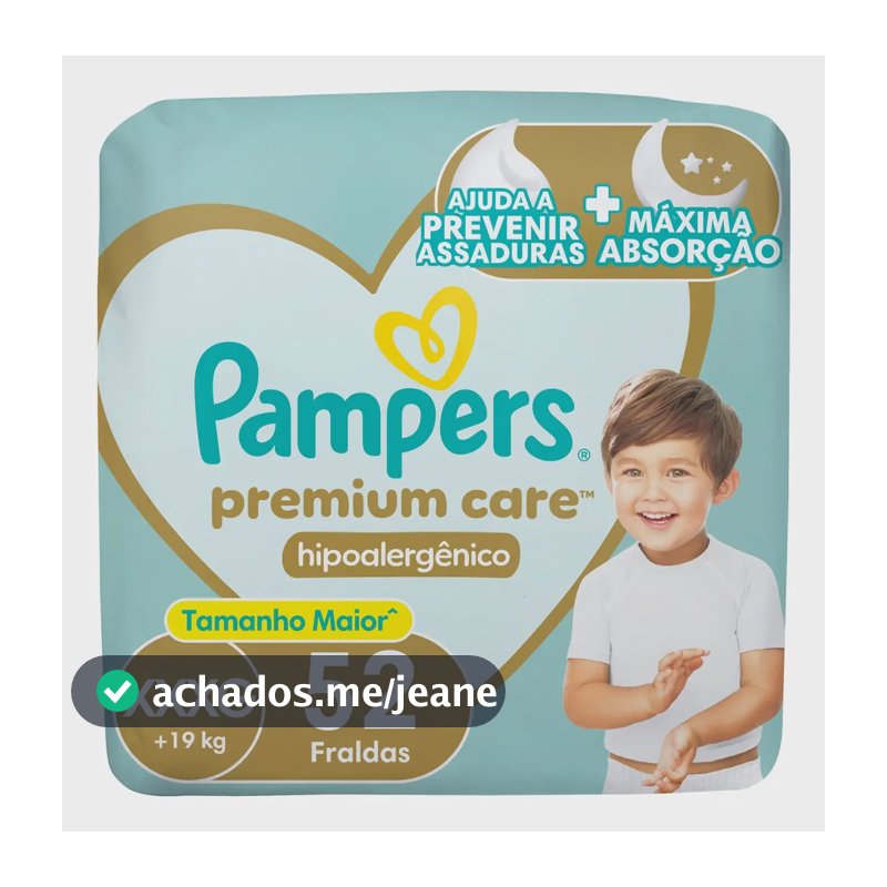 Fralda Pampers Premium Care Tamanho XXXG 52 unidades