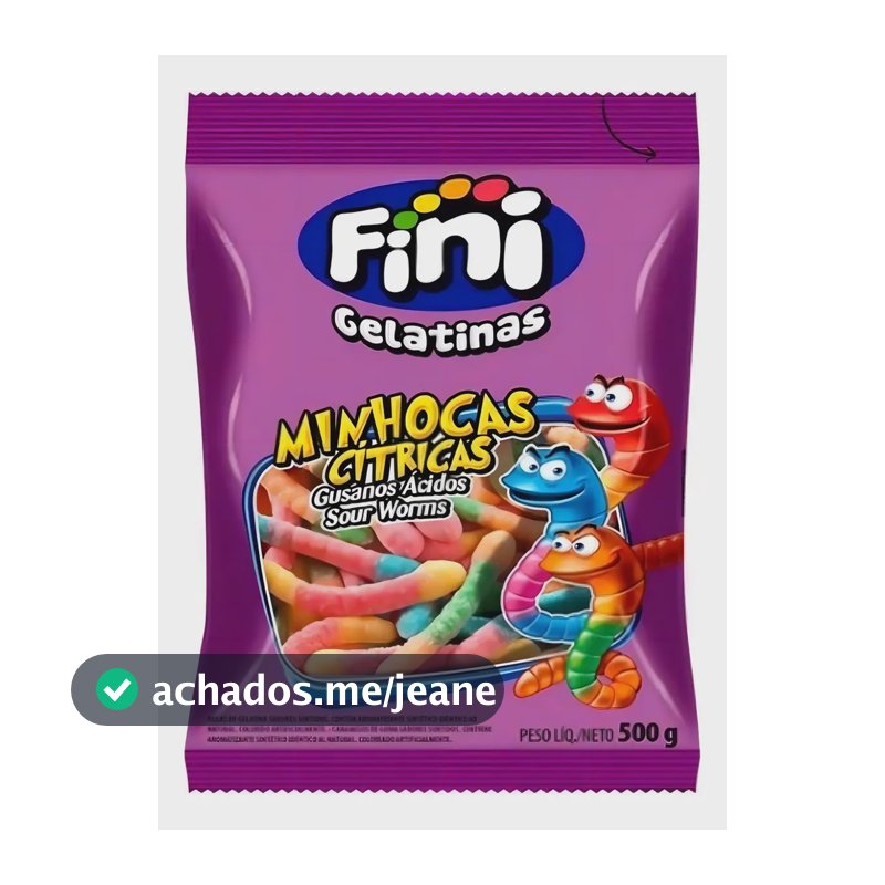 Balas de Gelatina Fini Minhocas Cítricas 500g