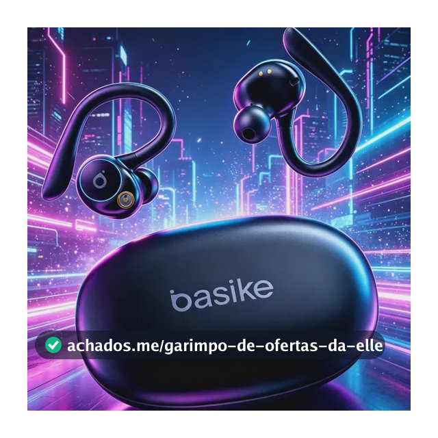 Fone de Ouvido Bluetooth 5.4 TWS com Ear Clip e Gancho, Som HiFi Graves Potentes e 3D, 50h Bateria e Carga Rápida, ENC Cancelamento de Ruído, IPX6 à Prova d'Água – Ideal para Academia e Corrida Basike