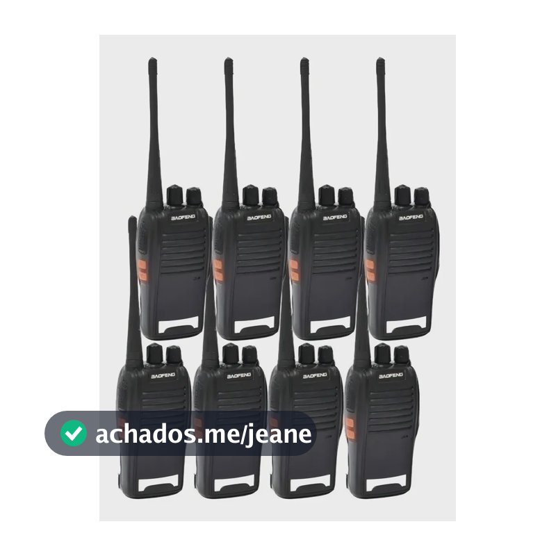 Kit 8 Rádios Comunicador Baofeng Walk Talk 777s Melhor Alcan Bandas de freqüência 16 Cor Preto
