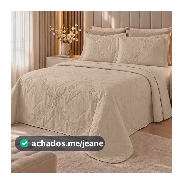 Colcha Cobre Leito Queen Brisa 3 Peças Dupla Face 400 Fios Bege