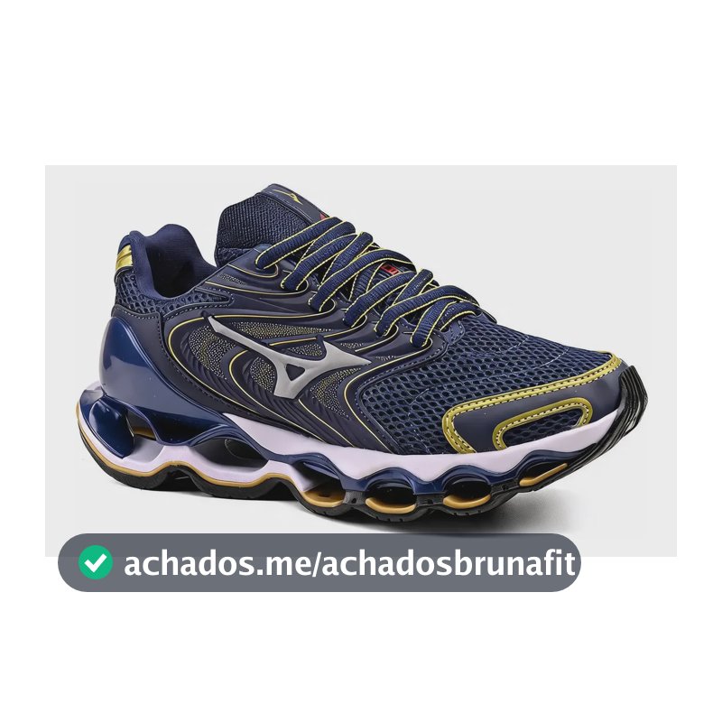 Tênis Masculino Mizuno 12s Caminhada Macio Wave Oferta Marinho/dourado 41 Br