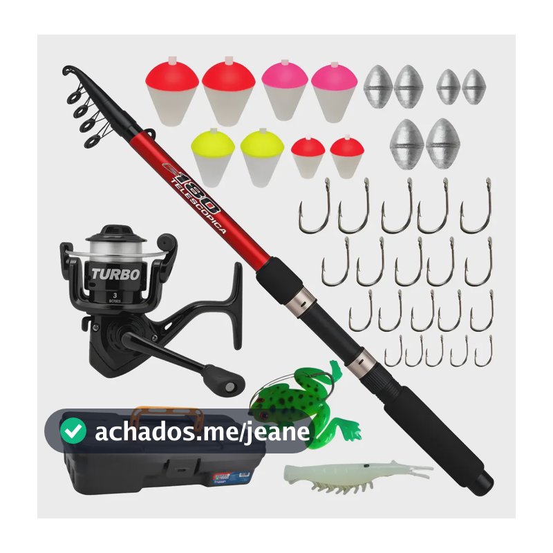 Kit De Pesca 1 Vara 1,8m + 1 Molinete E Acessórios Completo Sortidas