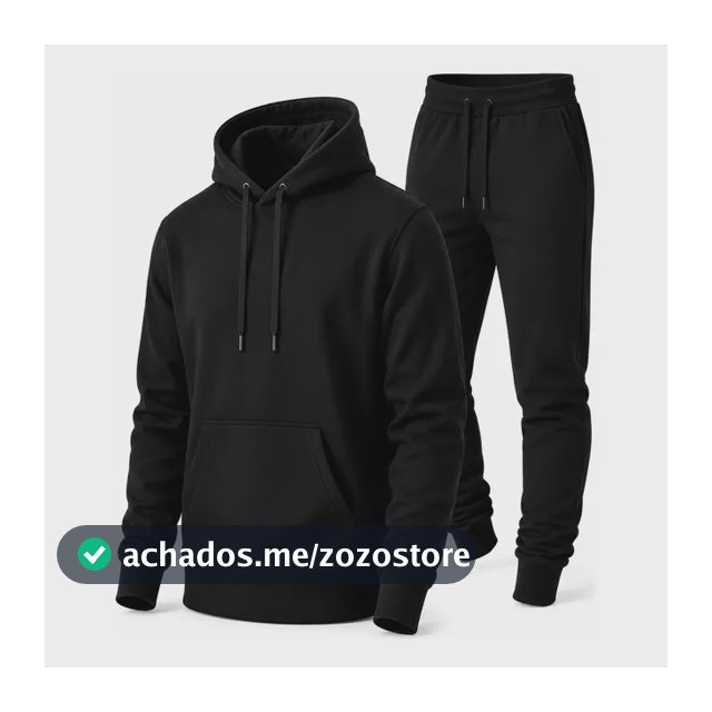 Conjunto Calça E Blusa De Moletom Liso Masculino Unissex M Preto