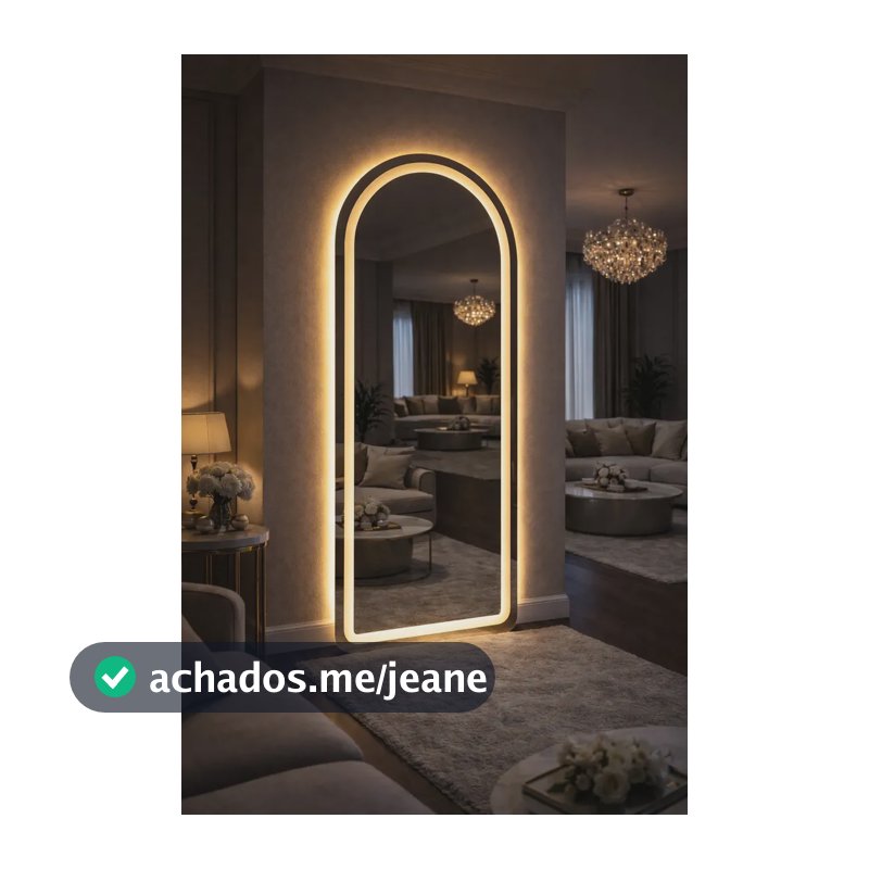 Espelho Orgânico Luxo 170cm Led Bivolt Quente 3000k Decorativos Led Jateado Polido Corpo Inteiro Para Usar Em Sala Closet Quarto Camarim Hall Salão Banheiro Iluminação Moderno Premium E13 Vmex