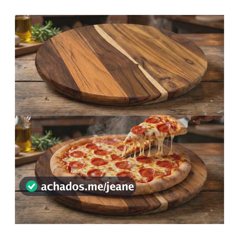 Tábua De Madeira Teca 35cm Para Cortar E Servir Pizza 8 Pedaços Pizzaria Profissional Brasa Store