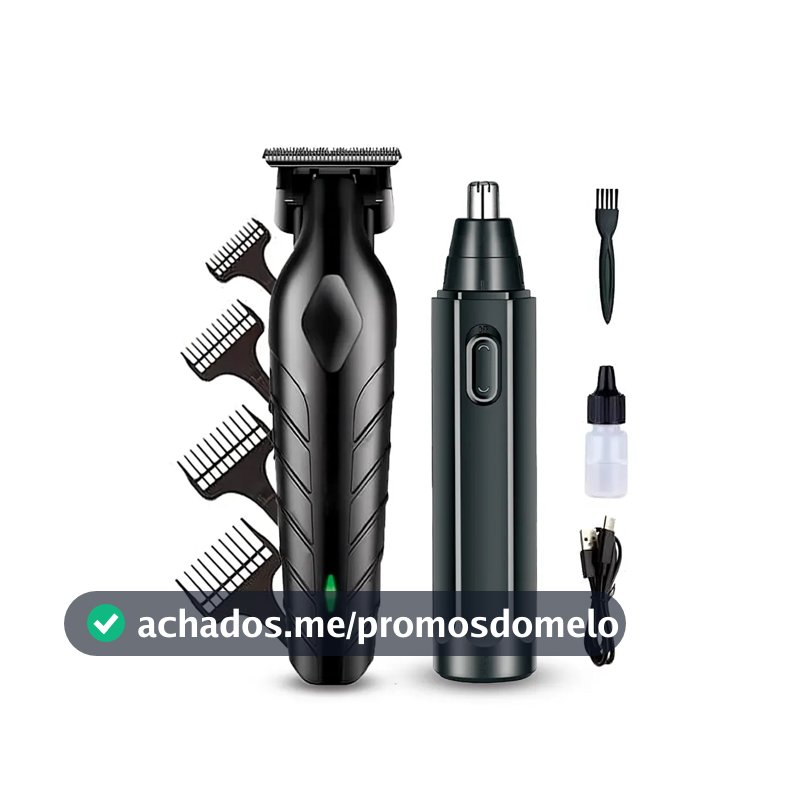 Máquina De Corte Acabamento Profissional Com Aparador De Nariz Cabelo Pelo Barbear Maquininha Detalhes Sem Fio Preto Catálogo
