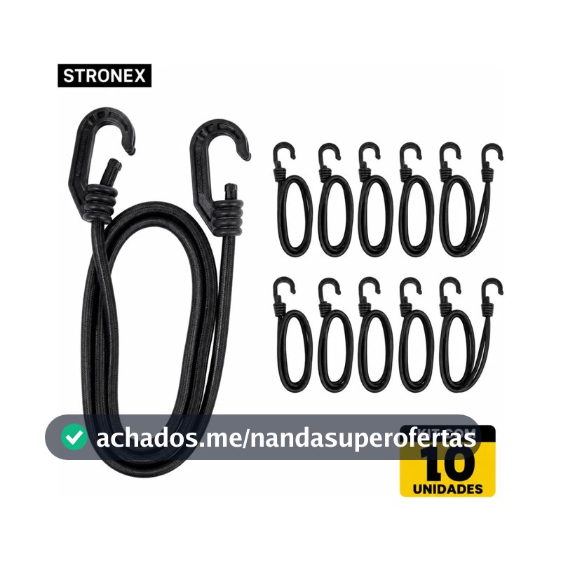 Kit 10 Extensor Elástico Caminhão Moto Lona Fixador 150 Cm Preto