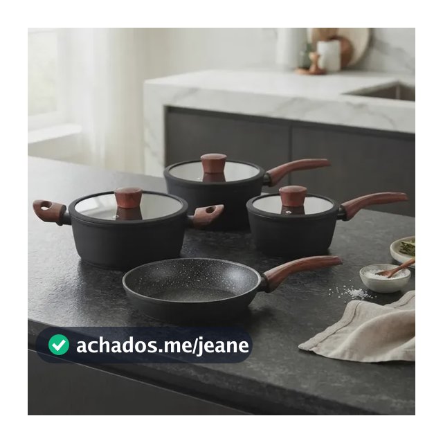4 Panelas Jogo Sirius Ceramic Life Preto