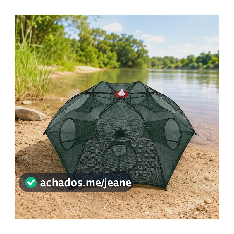 Covo Armadilha Para Pesca Camarão Peixes Siri Iscas 6 Furos Verde-musgo