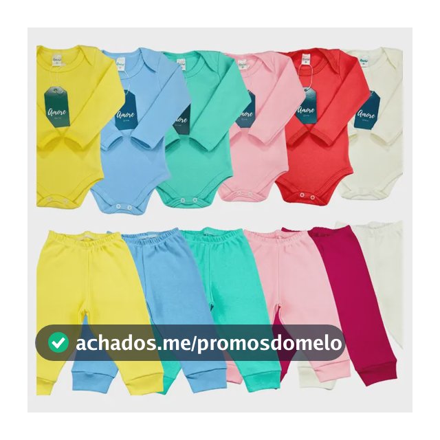 Kit 6 Peças Body Manga Longa E Mijão De Bebê Menina Menino