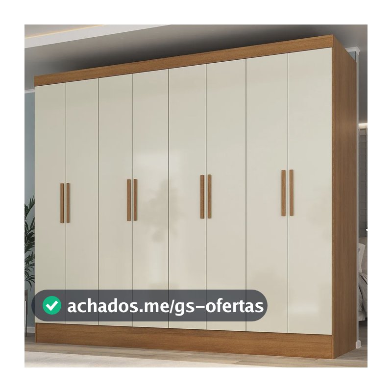 Guarda Roupa Casal 8 Portas 4 Gavetas Jatobá Yescasa Cinamomo/off White
