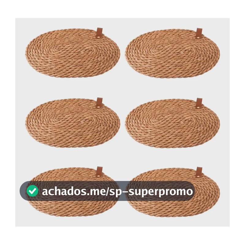 Kit 6 Sousplat Americano Oval Palha Natural/ Rattan