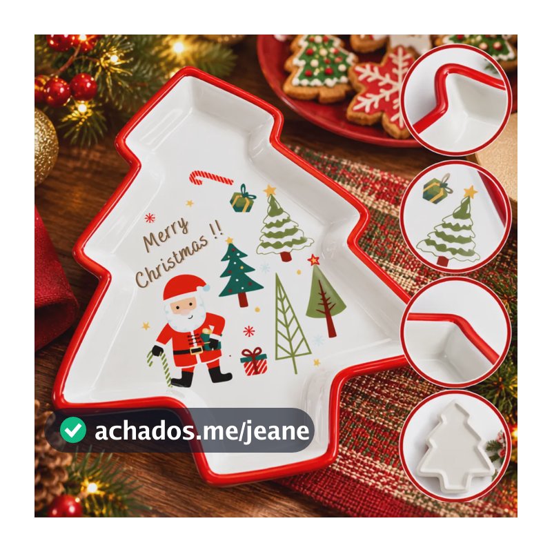 Petisqueira De Natal Árvore Em Cerâmica Papai Noel Natalina Vermelho