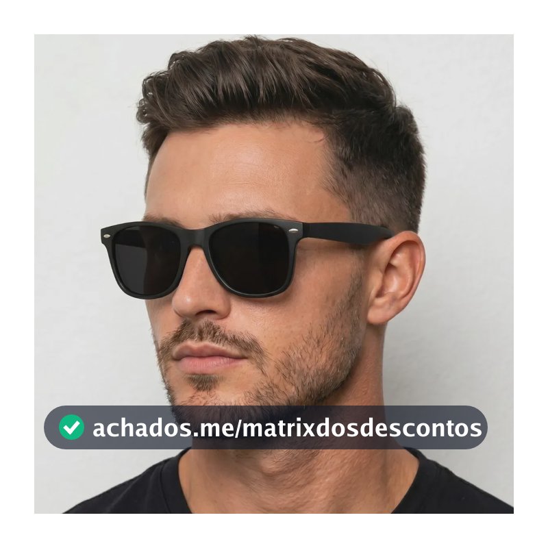 Oculos De Sol Masculino Quadrado + Case Com Proteção Uv400 Quadrado Armação Preta / Lente Preta / Quadrado