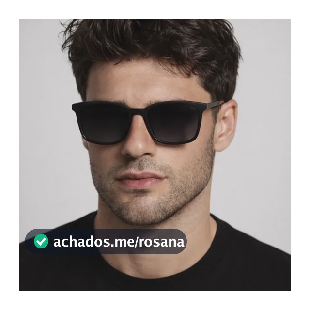 Óculos De Sol Quadrado Preto Fosco Unissex Proteção Uv400