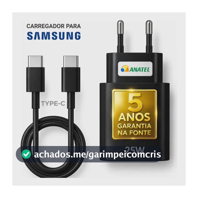 Carregador Super Rápido 25w Para Samsung Galaxy S24 S23 S22 S21 S20 Fe Ultra Motorola M22 M31 M32 M62 M63 M64 G15 Xiaomi Redmi Note 12 13 14 15 LG - Super Fast Cabo Blindado Tipo Usb C -Dtimp