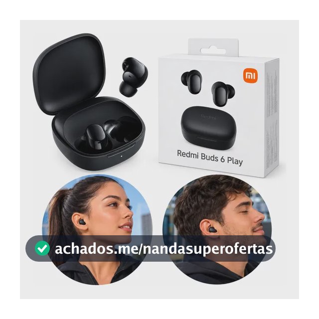 Fone De Ouvido Bluetooth Xiaomi Redmi Buds 6 Play Preto Preto