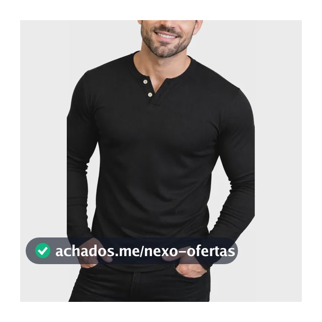 Camiseta Henley Masculina Manga Longa Slim 2 Botões Casual