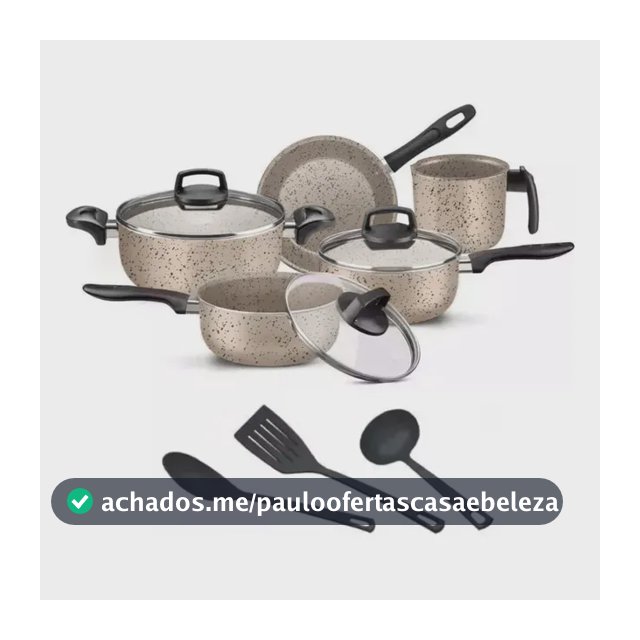 Jogo De Panelas 8 Peças Antiaderente Frigideira Tampa Vidro Marfim