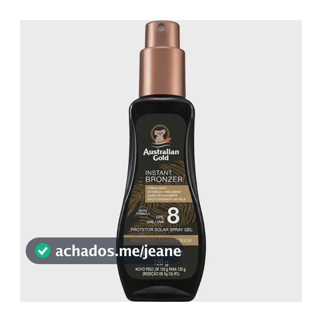 Protetor Solar Instant Bronzer 120g Fps 8  Australian Gold
