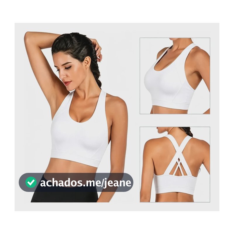 Top Academia Fitness Feminino Alta Sustentação Suplex Bojo Branco M