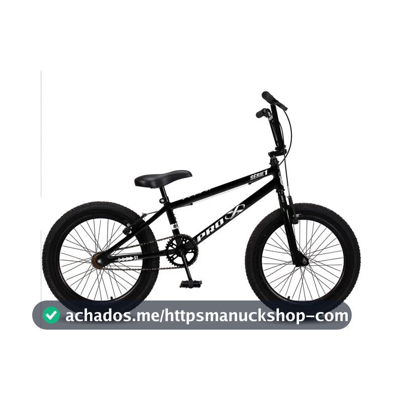 Bicicleta BMX Pro-X Série 1 Aro 20 Quadro Aço Carbono Preto/Branco