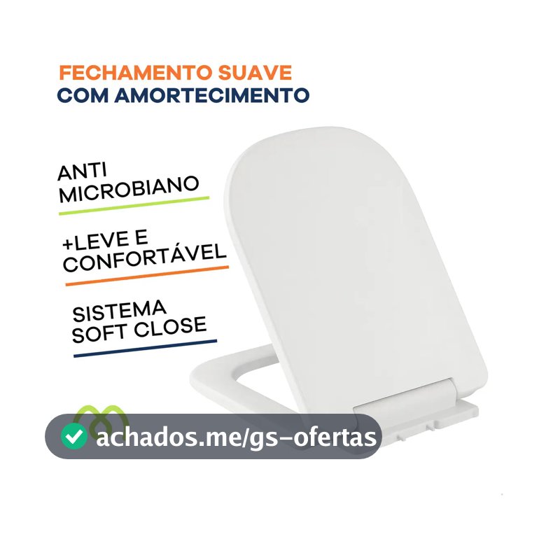 Tampa De Vaso Assento Sanitário Soft Close Quadrado Amortecedor Branco Celite Deca Incepa Logasa Icasa Fiori Gpf Lpf Baixa Devagar Maeto