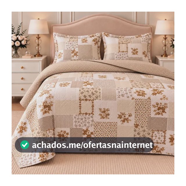 Kit Colcha Queen 3 Peças Cobre Leito Estampado Dupla Face