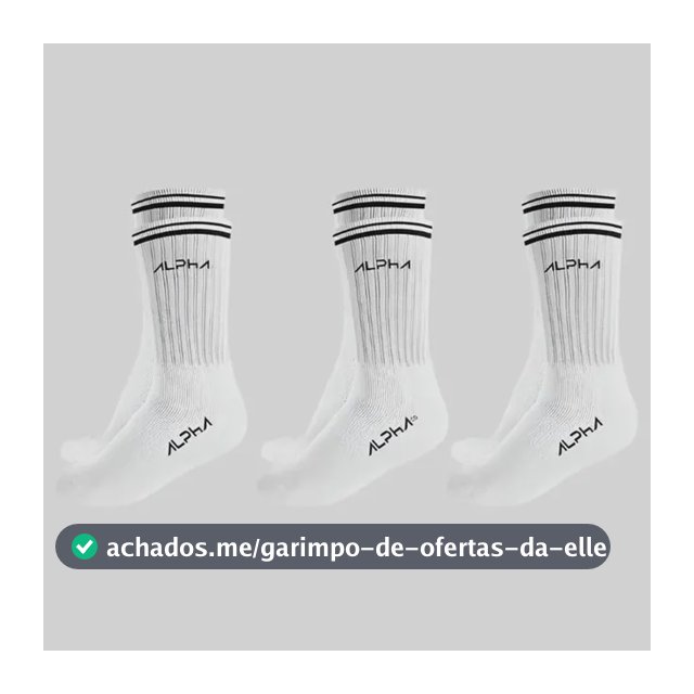 Kit 3 Meias Cano Médio  Alpha Branco U