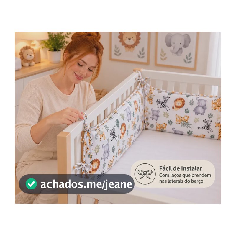 Protetor Acolchoado Para Berço Garanta Noites De Sono SAFARI N°1