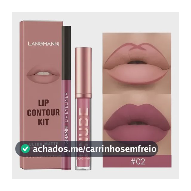 Kit Batom Matte + Lápis Labial Lip À Prova D'água