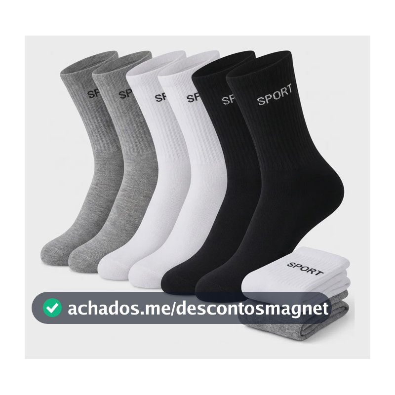 12 Pares De Meias Masculinas Cano Alto Grossa Algodão Oferta Sortido 36 Ao 44