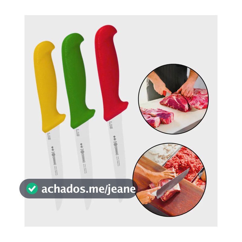 Kit 3 Facas Desossar 6 Polegadas Profissional Inox Açougue Misto