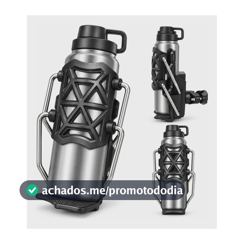 Suporte Porta Garrafa Bike Moto Ajustável 360 Guidão Preto Preto