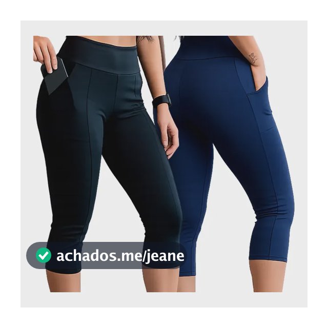 Kit 2 Calça Capri Bolso Celular Zero Transparência Grossa Preto/azul Lisa G