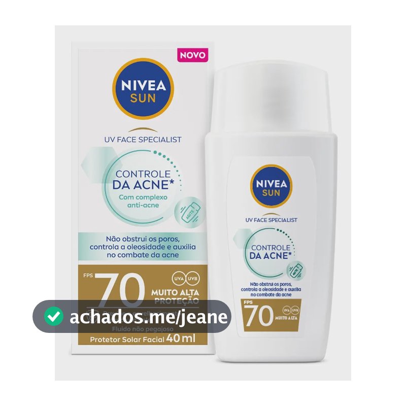 NIVEA Protetor Solar Facial Fluido UV Face Specialist Controle da Acne FPS 70 40ml, Muito Alta Proteção UVA/UVB, Reduz Oleosidade, Pele Oleosa e Propensa a Acne