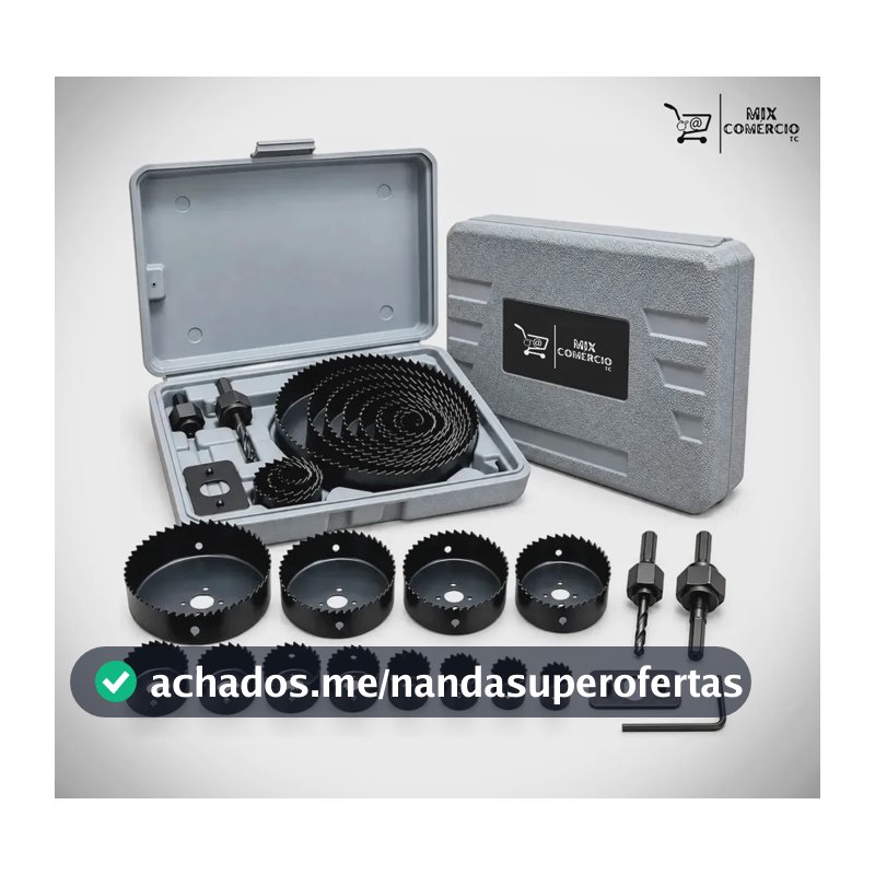 Jogo Serra Copo 16 Peças 19mm A 127mm Para Madeira Gesso Pvc Mdf Compensado Kit Completo Para Furadeira Conjunto De Serras Para Perfuração E Corte Circular Em Obras Reformas Marcenaria E Instalações