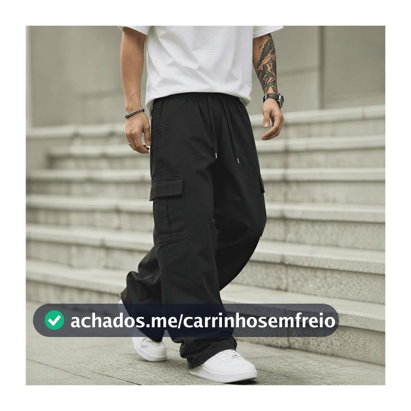 Calça Cargo Masculina Com 6 Bolsos Skate Premium Streetwear Preto Gg