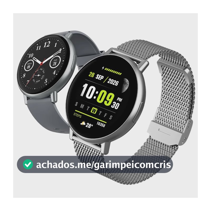 Relógio Smartwatch Forestory R1 Smart Watch Inteligente Redondo Bluetooth Ip68 À Prova D'água Notificações Chamadas Relogio Corrida com Android e iOS Com 2 Pulseiras Feminino Masculino Alumínio