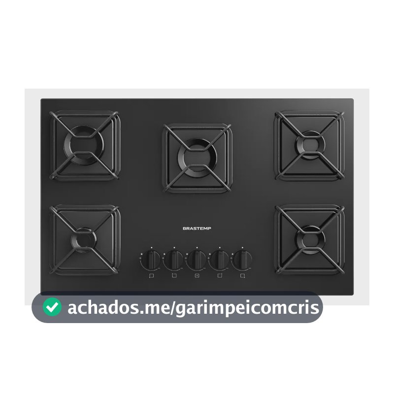 Cooktop 5 Bocas a Gás Brastemp com Grades de Ferro Aramado e Chama Simmer - BDD75BE