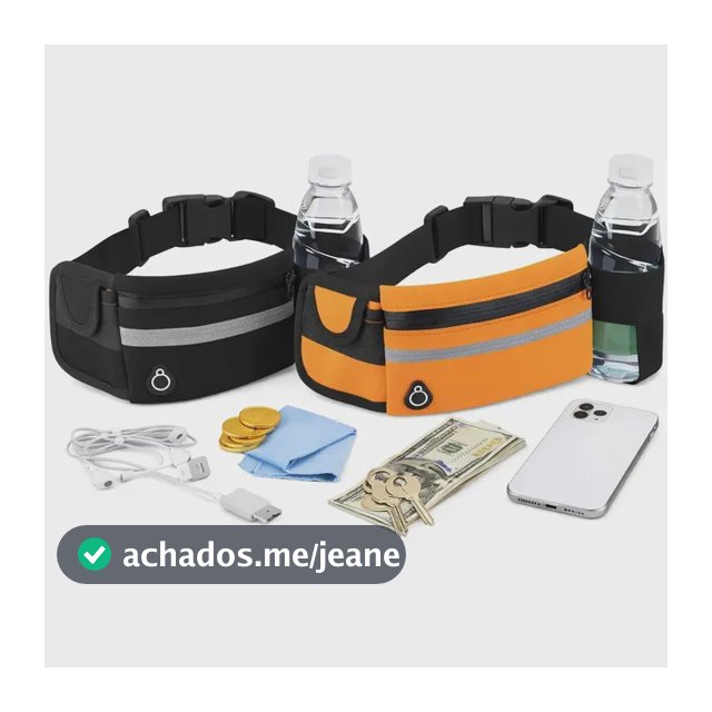 Kit 2 Pochetes Esportiva Impermeável Celular Acessórios Academia Treino Corrida Caminhada Moderna Bolsa Transversal Cintura Moda Blogueira Marca Lemon Shark Cor Preta E Laranja