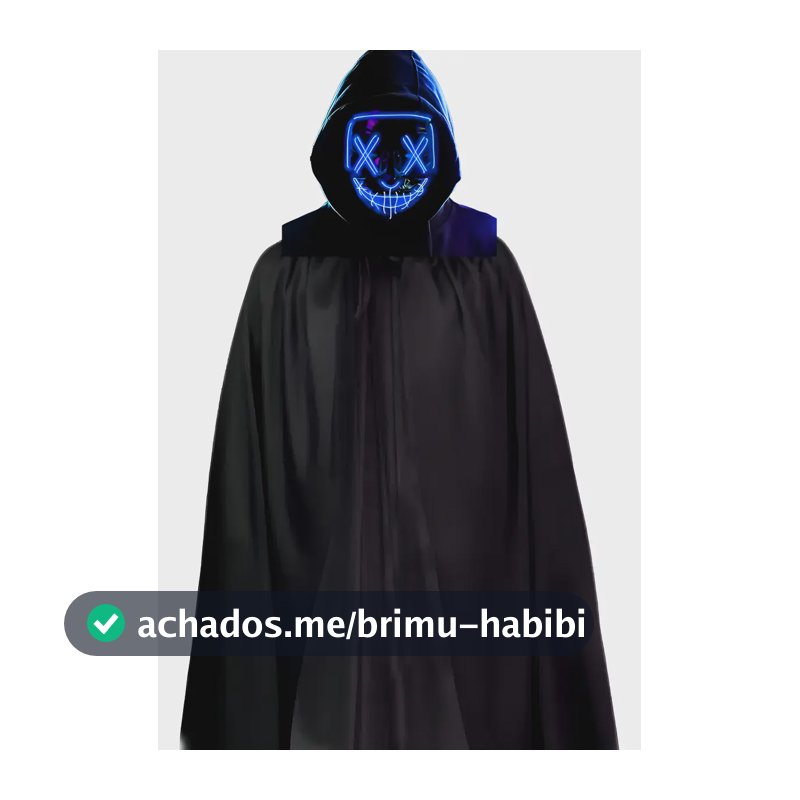 Fantasia Mascara Led Neon E Capa Preta Halloween Cosplay Azul