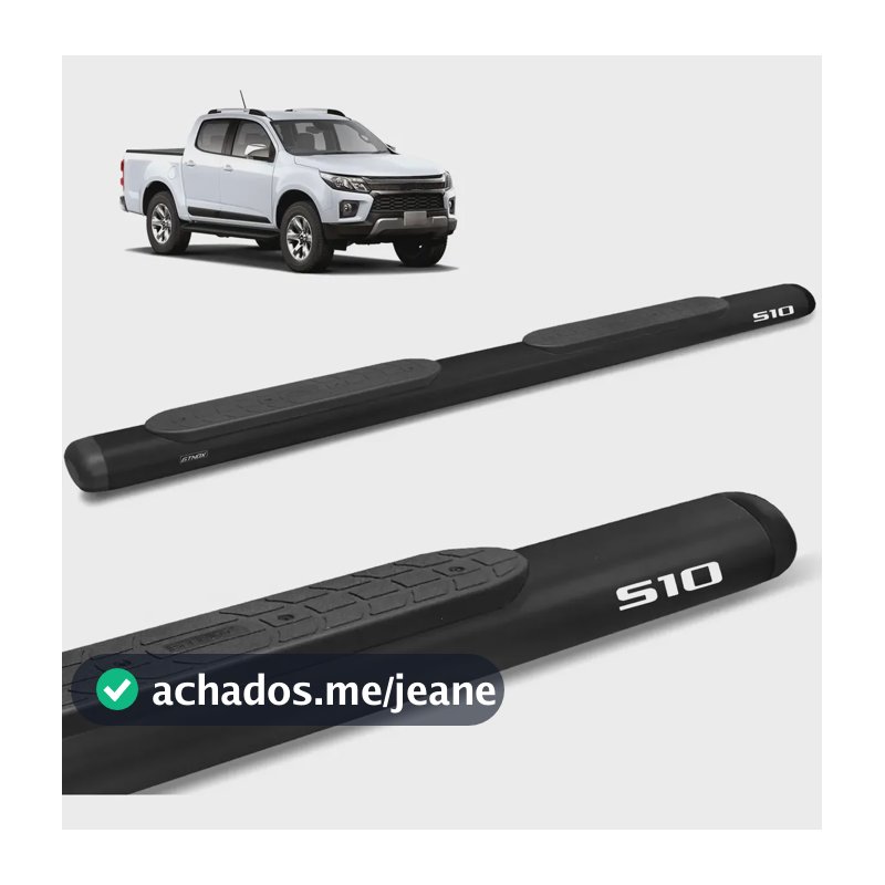 Estribo S10 2024 2025 Cabine Dupla Tubolar Oval Preto Gtnox Preto Fosco